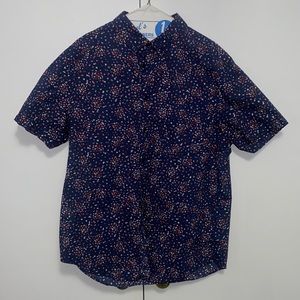 LARGE NAVY BASED, SPECKLED GOODFELLOW 1/2 SLEEVE BUTTON DOWN